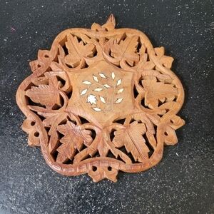 Hand carved Wood Trivet